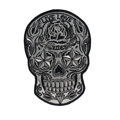 China 3D skull embroidery patches for clothing iron for sale