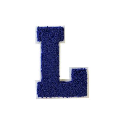 China 3D Royal Blue Letters D Embroidered Sew On Custom Chenille Patches For Apparel for sale