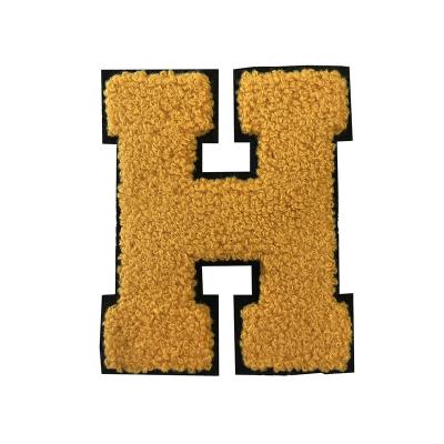 China 3D Letters H Chenille Embroidered Sew On Patches For Clothing Iron On Applique Patch Custom Logo Size Available for sale