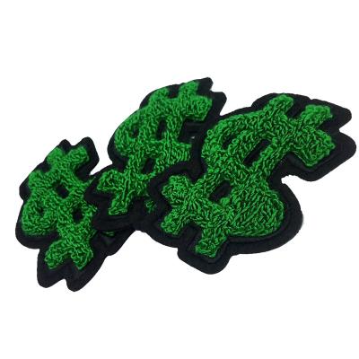 China silver 3D Towel Logo Custom Iron On Letters Embroidered Chenille Patches for sale