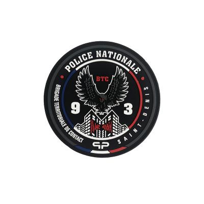 China Custom PVC French National Police 3D Patches Hook Loop Rubber Badge for sale