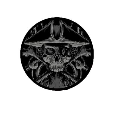 China Sustainable High Quality Custom Woven Printed Skull Merrow Border Patches For Garment for sale