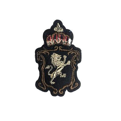 China 3D New Arrival Lion Crown Special Embroidery Sew On Patches For Apparel Design Custom Logo Badge Patch for sale