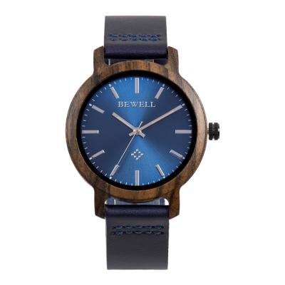 China Day / Date Ready To Ship In Running Wooden Case Quartz Movement Fashion Mens Leather Band Watches for sale