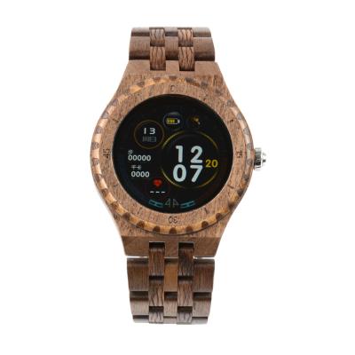 China Auto Date Reloj Online Wooden Smart Watch 2021 Android Smartwatch Wooden Low Price Band Wood Smart Watches for sale