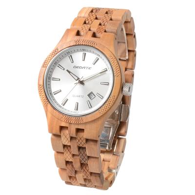 China Auto Date Design Your Own Cheap Wooden Watch Man Wooden Watch With Free Wooden Watch Box And Winder for sale