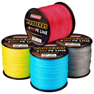 China PROBEROS Braided Wire 0.4#-14.0# 8 Series 300 Meters Strong Fishing Line Horse Main Line 8 PE Wear Resistant Braided Fishing Pe Line for sale