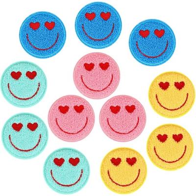 China Other Face Chenille Embroidery Patch Decoration Jacket Sweater Smile Jeans Iron On for sale