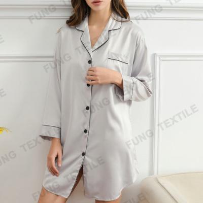 China FUNG 6011 Women's Breathable Custom Satin Sleep Shirt Long Sleeves Nightgown Satin Bridesmaid Nightgown Party Dress for sale