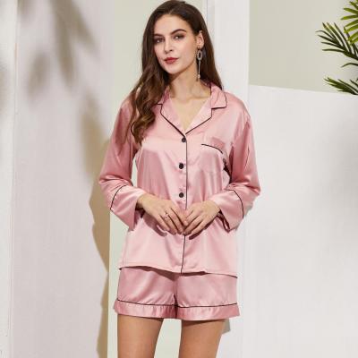 China Fung Breathable 6002 factory wholesales silk long sleeve sleep robe pajamas satin pajama sets women for sale