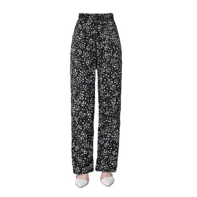 China New Arrival Breathable Women's Black High Waist Printed Wide Leg Pants Home Going Loose Casual Rocket Pants Fashion Women's Trousers for sale