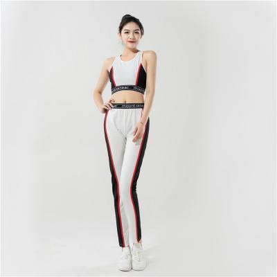 China 2021 Breathable Leisure Fashion Yoga Suit Ladies Side Stripe Fitness Running Suit Sports Suit Breathable for sale