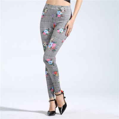 China Fashion Hot Selling Women's High Waist Workout Fitness Gaiters Pants Floral Print Breathable Slim Leggings Pencil Pants for sale