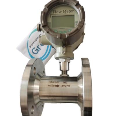 China Flow Test Fuel Liquid Measuring Volume 4-20mA / Impulse Fuel Turbine Liquid Flow Meter for sale