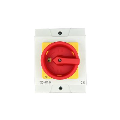 China D12-32A 3/4/5P Solar industry electrical waterproofgrey outdoor IP65 isolator switch /ac isolator switch for sale