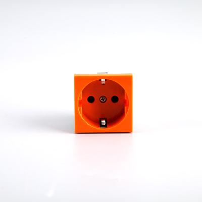 China 16A 45*45 Commercial Orange Electrical Outlet German And European Standard Plug Core Copper-Clad Socket for sale