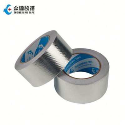 China Waterproof Silver Self Adhesive Temperature Resistant Fiberglass Cloth Aluminum Foil Reinforced Tape With Strong Adhesive for sale