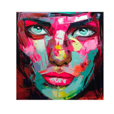 China 100% Hand Painted High Quality Modern Handmade Women Face Portrait Painting Wall Pictures Bedroom for sale