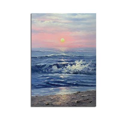 China Wholesale Hand Painted 100% Hand Painted Modern Oversize Wall Art Seascape Painting Paintings for sale