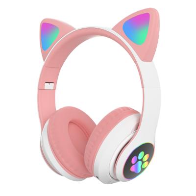 China Cute Paw LED Headphones Perfect Sound Cat&Ear Glowing Wireless Girls Gift Kids Wireless Headset With MIC Bass Noise Canceling for sale