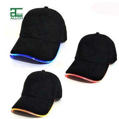 China ALLCH COMMON LOGO Manufactory Wholesale Hat Light Custom UP Glow Party LED Brim Snap Baseball Caps for sale