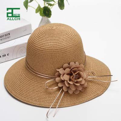 China ALLCH 2022 Female Summer Comfortable New Flowers Small Fresh Large Brim Straw Hat Simple Outing Sunscreen Parasol Beach Hat For Women for sale