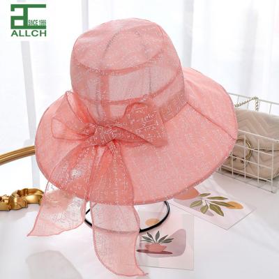 China ALLCH Beach Elegance Ladies Straw Hat Outdoor Sun Bucket Hat With Lanyard Maiden Color Beach Hat For Summer for sale