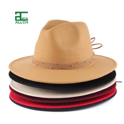 China ALLCH RTS Eco-Friendly Women's Overflow Color Custom Plain Imitate Wool High Quality Panama Fedora Hat for sale