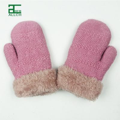 China ALLCH Heat Embroidery Logo Acrylic Knitted Winter Warm Unisex Custom Mittens for sale