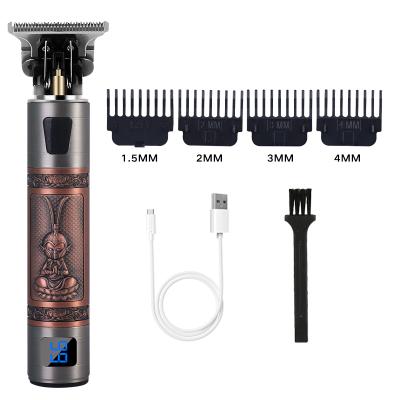 China LCD Show Hey WuKong LCD Electric Cordless Trimmer with Gift Box Professional Rechargeable 18500 Battery Barber Hair Clipper for sale