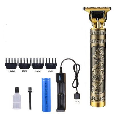 China Replaceable Battery Engraved Chinese Five-Clawed Replaceable Rechargeable 18650 Battery Golden Dragon Hair Clippers Cutter for sale