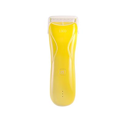 China Safety Mustard Light Weight Vibration 1.0mm Yellow Patented Non-metal Low Touching Child Electric Hair Clippers Clippers for sale