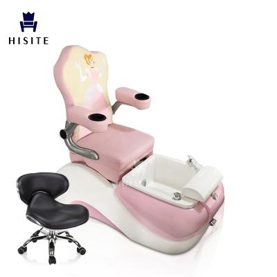 China Hisite Nail Salon Princess Children Foot Spa Modern Luxury Durable Pink Kids Pedicure Chair for sale