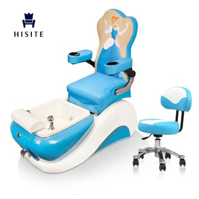 China Hisite Princess Children Princess Nail Salon Foot Spa Chair Modern Luxury Durable Blue Kids Spa Pedicure Chair for sale