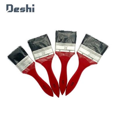 China Paint Factory Supply 633 Style Red Handle Wooden Paint Brush With Black Bristle for sale