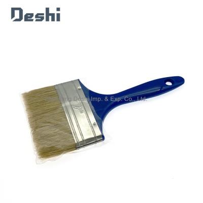 China 4 Inch Handle Blue Plastic Paint Brush White Pure Bristle for sale