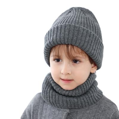 China COMMON Children's Winter Hat Bib Set Striped Knitted Hat 10 Color Available for sale