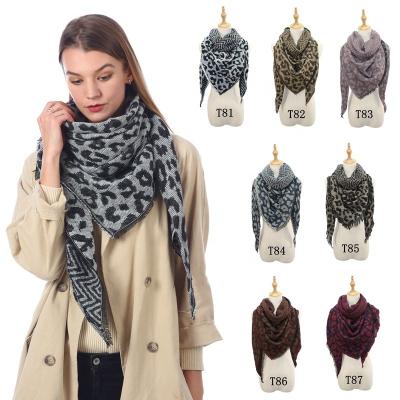 China Multi Use Autumn Winter Cashmere Leopard Print Scarf Scarf For Women Triangle Scarf for sale