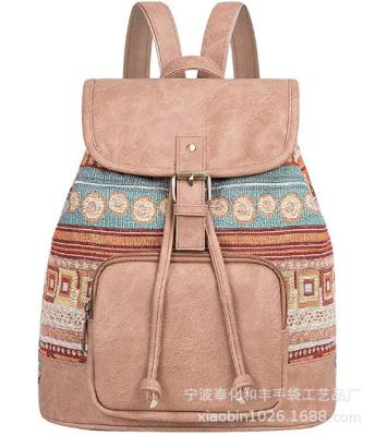 China Waterproof 2023 Wholesale Fashionable Canvas Stylish Vintage Style Women's Bohemian Ethnic Backpacks for sale