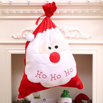 China LOW MOQ Gift Gold Velvet Embroidered Large Santa Christmas Gift Bag for sale