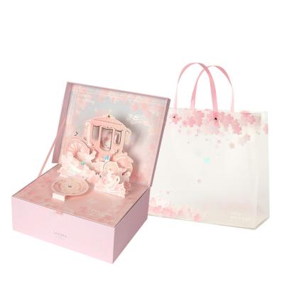 China Wholesale Disposable 3D Spot Two Layers Pink Packaging Cardboard Boxes Rigid Paper Gift Boxes for sale