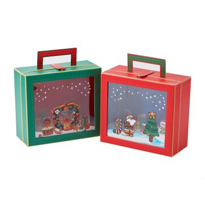 China Handmade X'mas Window Luxury Transparent Hand Flip Wrapping Paper Christmas Rachel Lucky Gift Box for sale