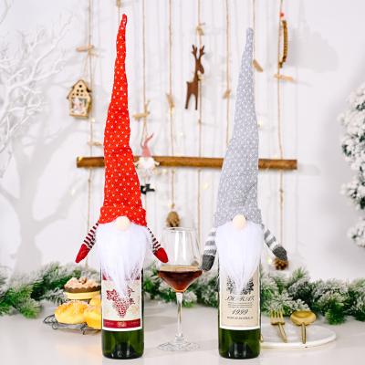 China New Recyclable Christmas Decoration Rudolph Faceless Doll Wine Bottle Bag Set for sale