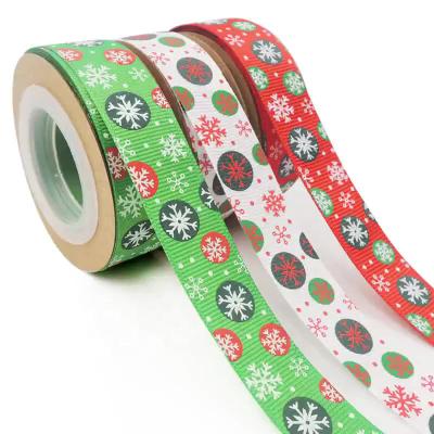 China Stock Gift Christmas Small Volume Color Printed Logo Holiday Decoration Rib Gift Wrapping Ribbon for sale