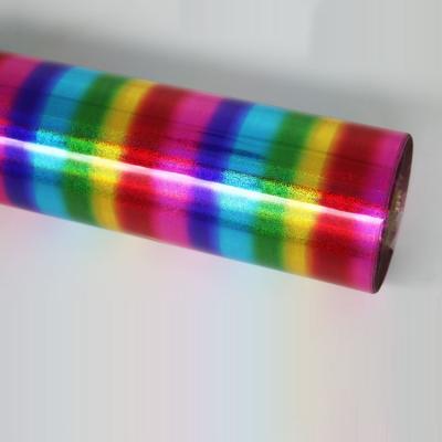 China Waterproof Ready To Ship Wholesale 0.64m*120m Rainbow Film Tanning Holographic Laser Paper for sale