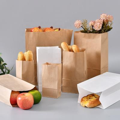 China Low MOQ Disposable Custom Flower Food Baking Oilproof Brown Kraft Bread Popcorn Sandwich Wrapping Paper Bag for sale