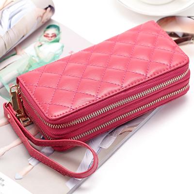 China High Quality 2021 Women's Long Purse Zipper Phone Clutch Leather Wallets Wholesale Ladies Wear Resistant Double Wallets for sale