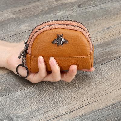 China Fashion Coin Purse Women Wallet Genuine Leather Change The Small Clip 2021 New Mini Double Zippers Money Bags Wallets for sale