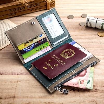 China Hot Selling Stylish Genuine Leather Travel Multifunction Card Money Passport Cards Case Man Unisex Card Holder for sale