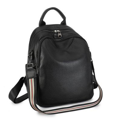 China With USB Large Capacity Bag Retro Leisure Ladies Backpack Fashion Cowhide Multifunctional Practical Women Travel Black Leather Backpack for sale